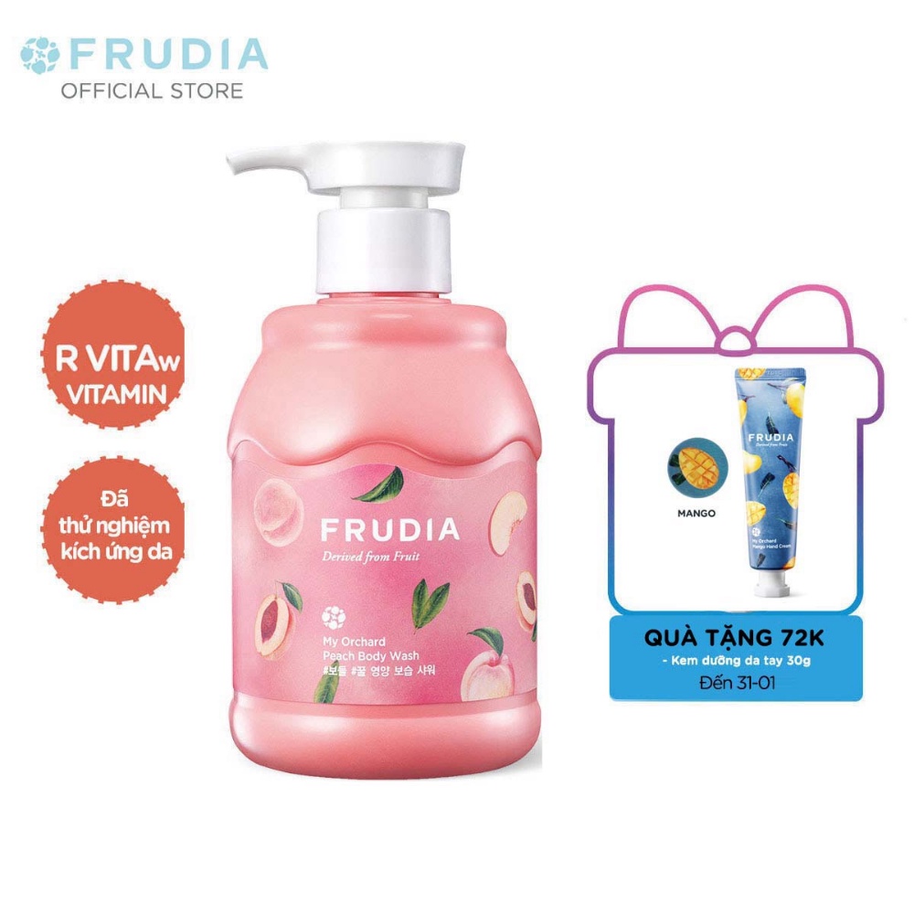 [Tặng 88k] Sữa Tắm Dưỡng Thể Chiết Xuất Từ Trái Đào Frudia My Orchard Peach Body Wash 350ml