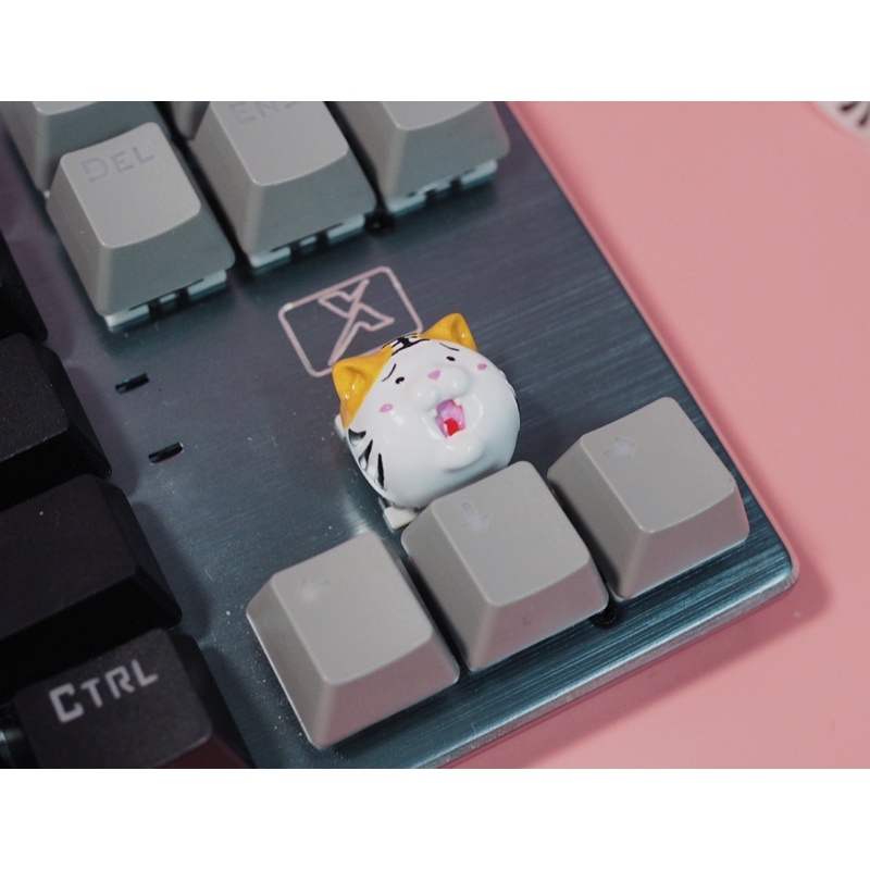 Nút bàn phím cơ hình hổ mắt tròn lỗ tai màu cam/ Resin keycap/ Keycap set/ Esc keycap/ Gift for gamer
