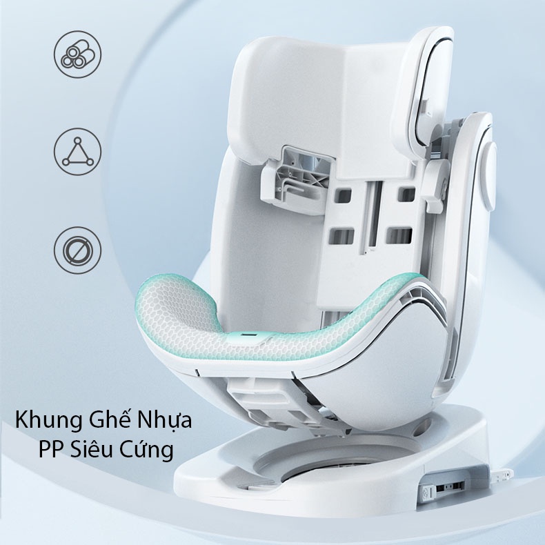 Ghế Ngồi Ô tô An Toàn Xoay 360o Cho Trẻ Em Từ 0-12 Tuổi Điều Chỉnh Góc Ngồi Phù Hợp Nhiều Mục Đích