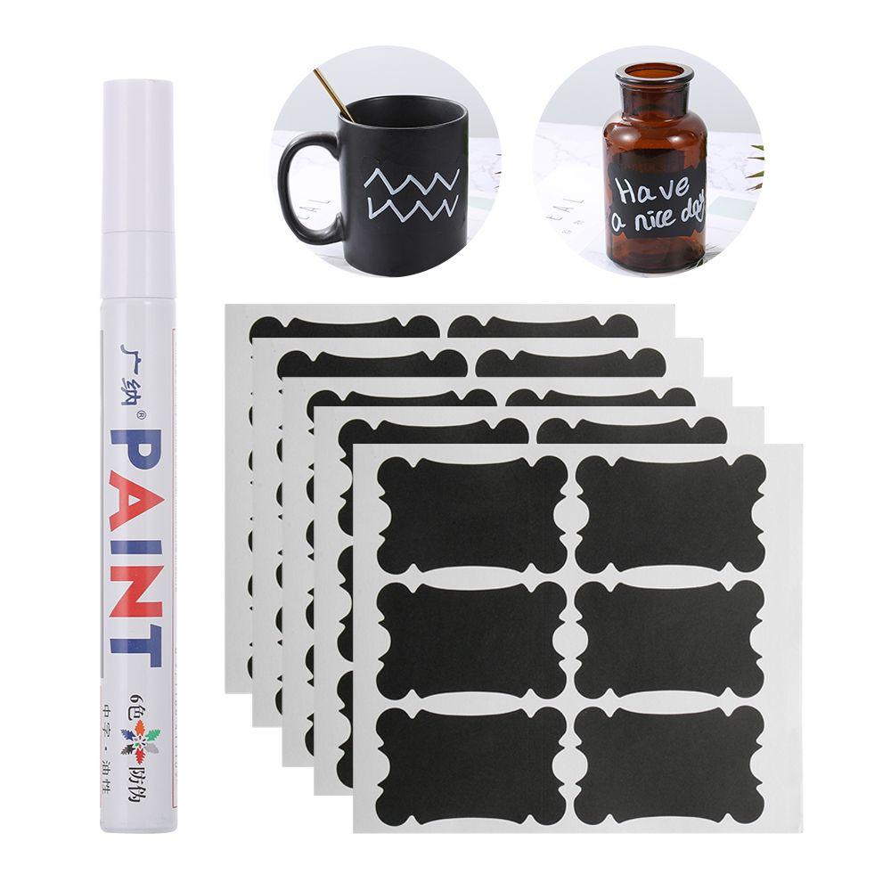 Set 54 Nhãn Dán Chai Lọ Màu Đen Dùng Trang Trí Nhà Cửa