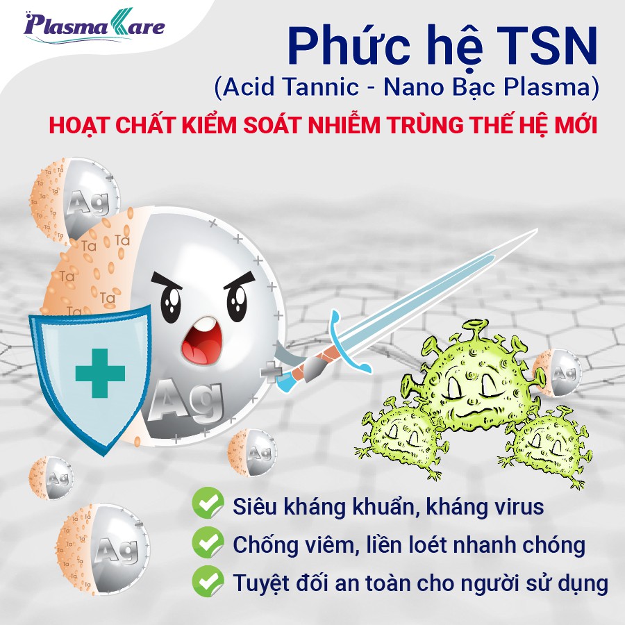 Súc họng miệng PlasmaKare giảm ho, rát họng, amidan, ho, khản tiếng chỉ cần súc 30s