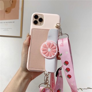 Ốp lưng case iphone trái cây có dây đeo, ví, chân chống cho iphone 11, iphone 11 pro max, iphone 12, iphone 12 pro max