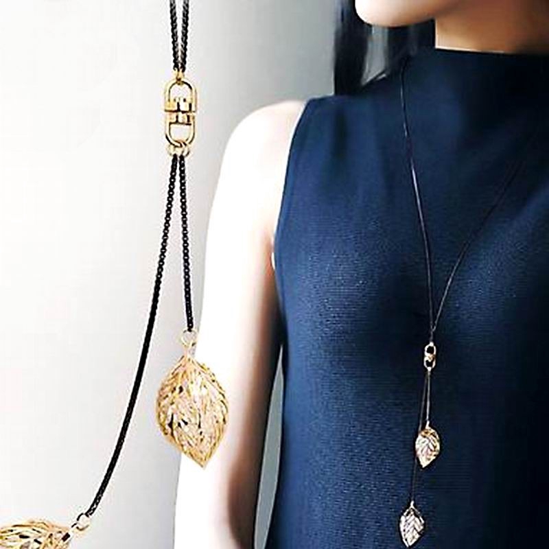 Vòng cổ ETRENDY dáng dài mặt hình lá thời trang cho nữ