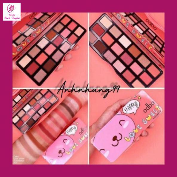 (auth 100%)( tặng chì kẻ mày)phấn mắt 18 ô odbo love sweet eyeshadow thái lan chính hãng có nhũ lì kim tuyến đẹp