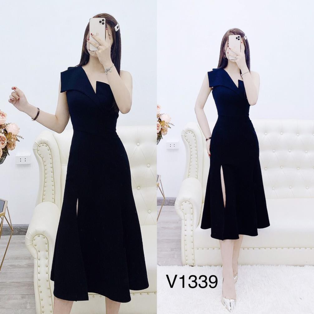 Đầm Lệch Vai- Đầm Body Đen Đuôi Cá Sang Trọng V1339- Chatfashion.vn1- Cao Cấp (Ảnh Thật Trải Sàn Do Shop Tự Chụp)