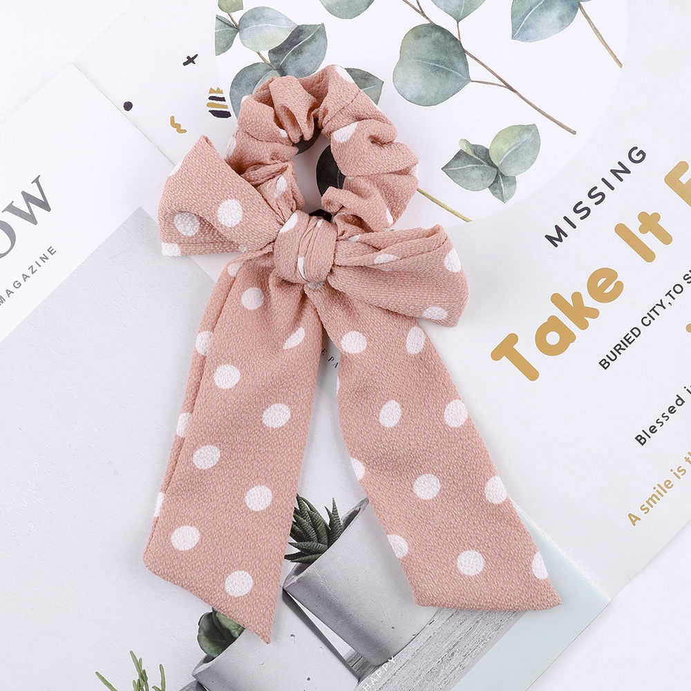 Dây Buộc Tóc Vải Chấm Bi Xinh Xắn Cho Nữ