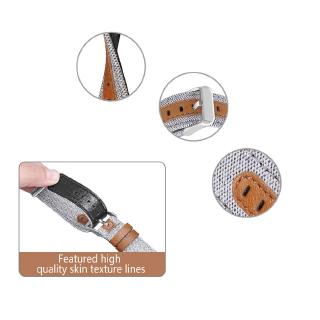 Canvas Nylon Band Strap Genuine Leather for Fitbit Versa Lite