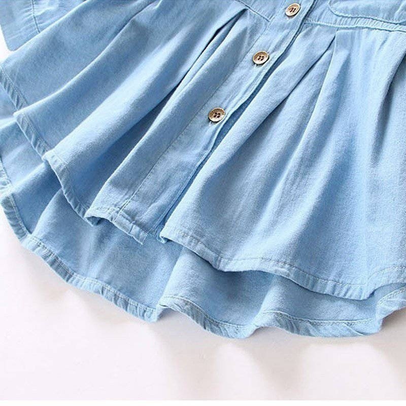 Đầm Denim Tay Dài Thời Trang Xinh Xắn Cho Bé Gái