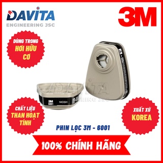 Cặp phin lọc phòng độc 6001 3M, hàng chính hãng, lọc hơi hữu cơ