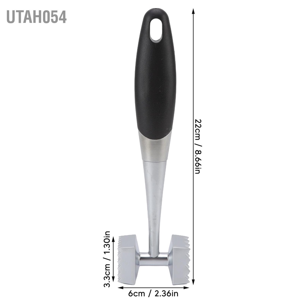 Utah054 Máy làm mềm thịt Hai mặt hợp kim kẽm cao su tiện dụng Tay cầm thiết kế cân bằng Vồ cho cá gà bít tết