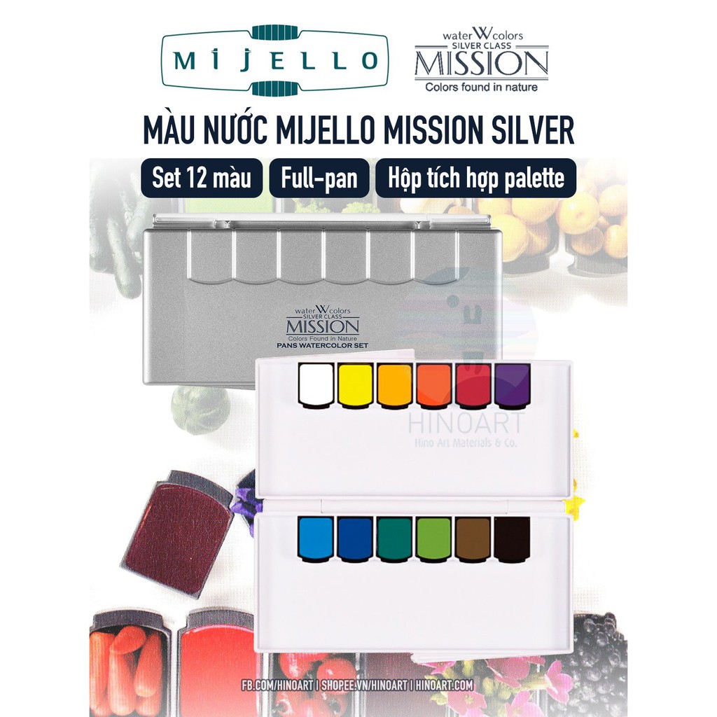 Set màu nước Mijello Mission Silver dạng pan