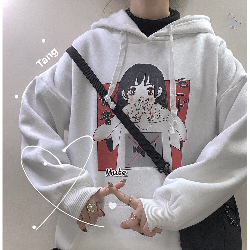 Áo hoodie phong cách Hàn Quốc Harajuku cá tính chất nỉ trần bông từ 50-70kg