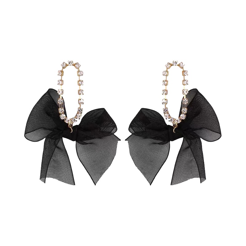 Bông tai nơ đính đá nhân tạo thời trang dành cho nữ