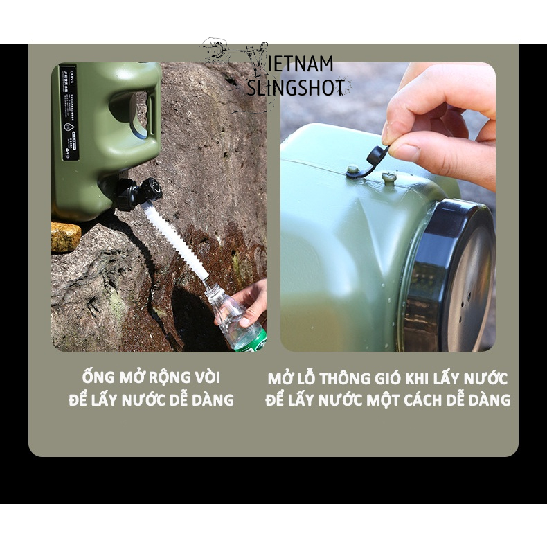 Bình đựng nước cắm trại du lịch dã ngoại di động ngoài trời, có van khóa, có vòi nối dài tiện lợi - DCP9