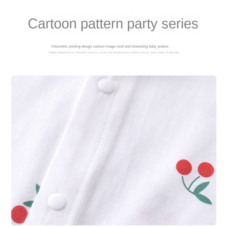 Bộ Áo Liền Quần Cotton Cổ Búp Bê Hoạt Hình Dễ Thương Cho Bé Trai Gái 0-24 Tháng Tuổi