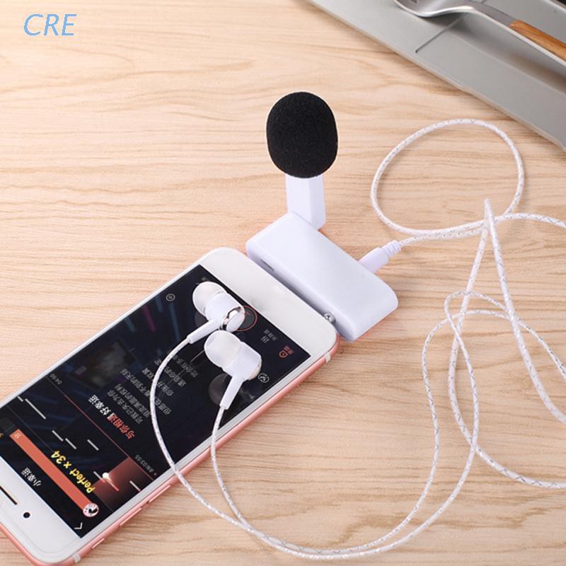 CRE  Mobile Phone Live Broadcast Microphone with Earphone Jack Omnidirectional Condenser Mic for Smartphone Recording Video