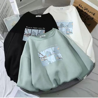 Áo sweater cổ tròn Gấu Xanh Hàn Quốc Unisex