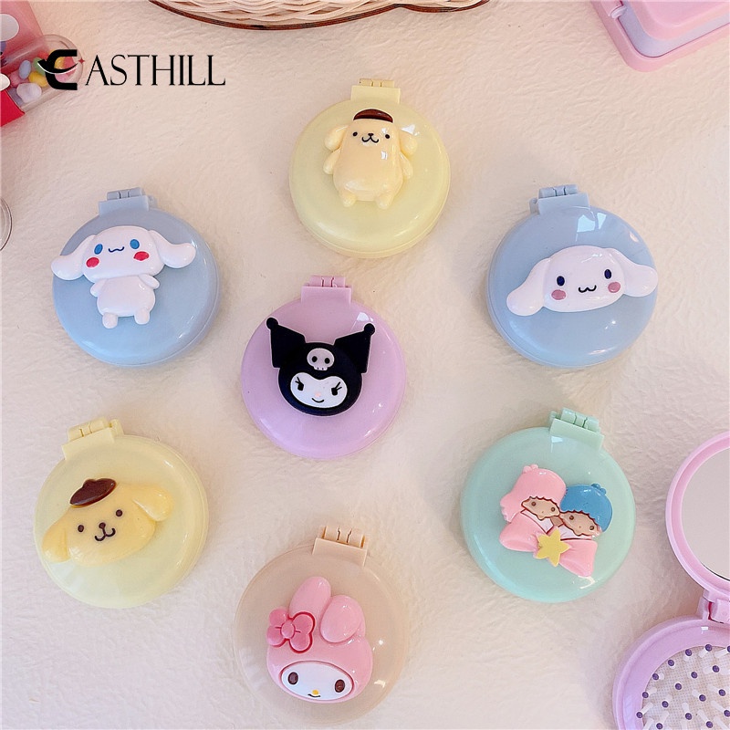 SANRIO Easthill Lược Chải Tóc Mát Xa Túi Khí Gấp Được Có Gương Hình Trái Tim Họa Tiết Kuromi Cinnamoroll My Melody Màu Kẹo Dễ Thương Cho Bạn Gái