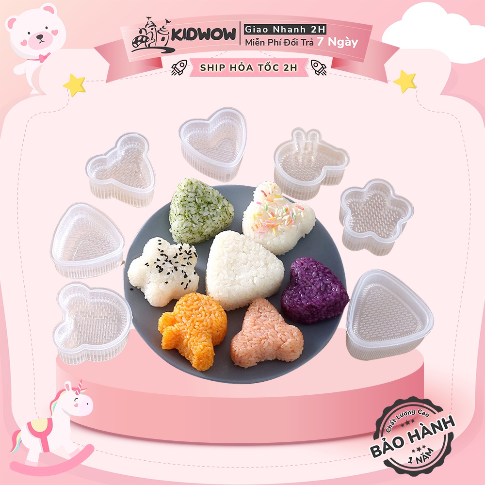 KHUÔN ÉP CƠM NẮM Nhiều Hình Cho Bé - Set 2 Khuôn Ép Tạo Hình Cơm Có Tay Cầm