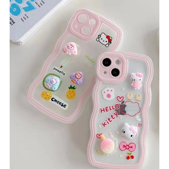 Ốp lưng iphone lượn sóng viền mây. ốp điện thoại gắn stick cute 7pls - 13 pro max.