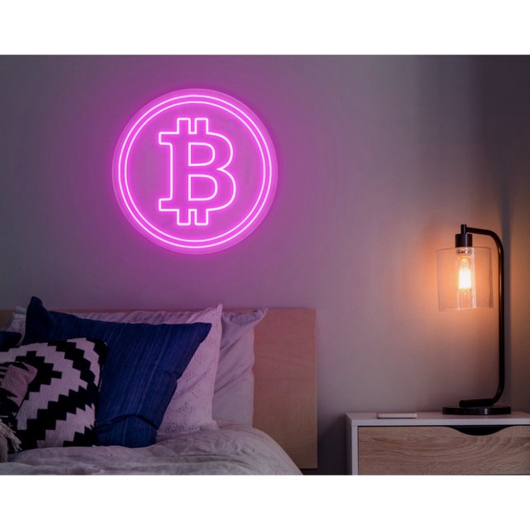 Đèn led neon hình Bitcoin 30cm x 30cm