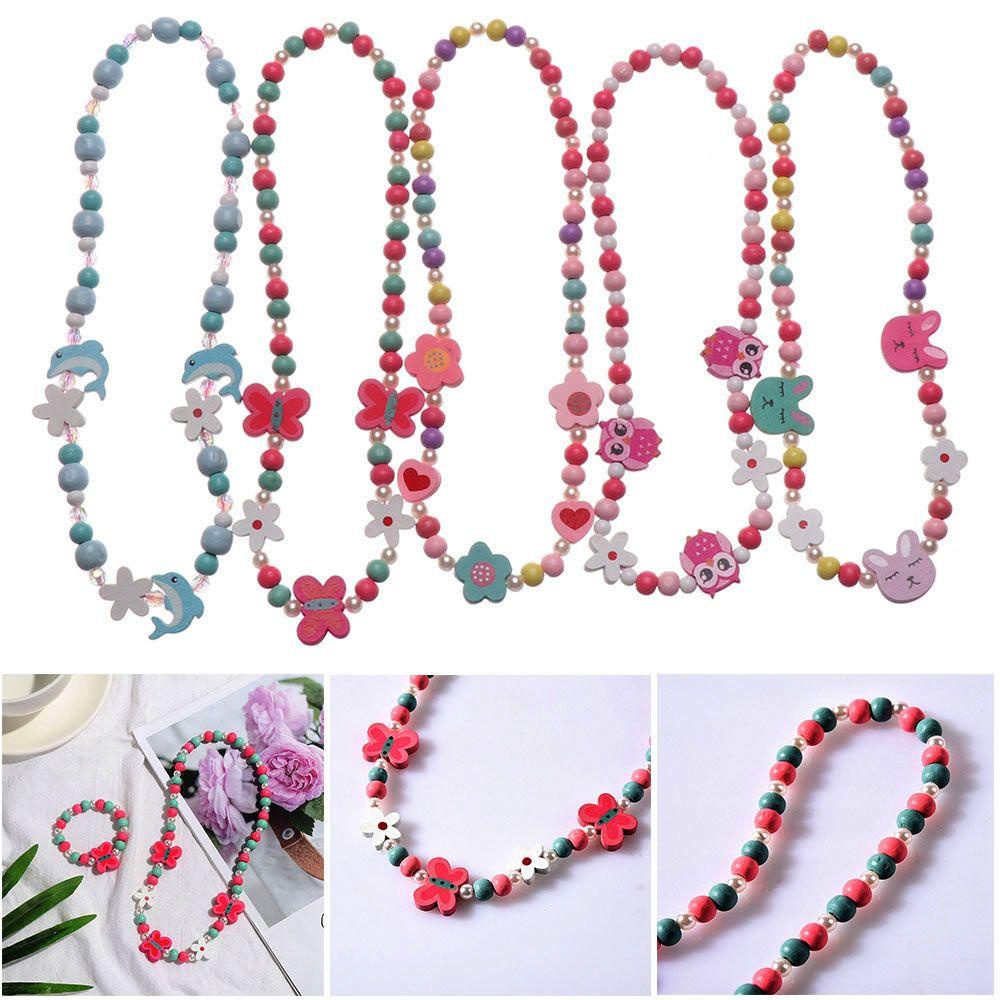 1 Bộ Hạt Nhựa Hình Bướm / Bông Hoa / Trang Sức Thủ Công Dành Cho Bé Gái