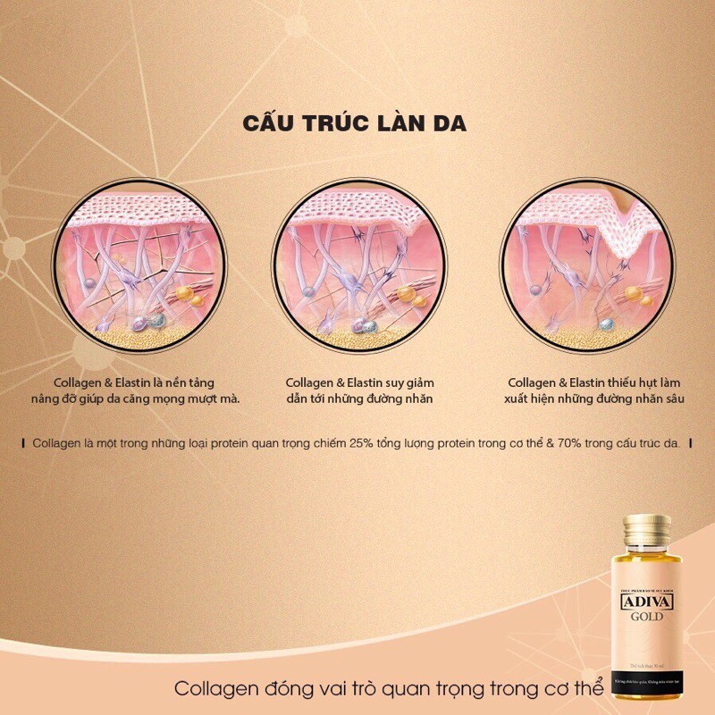 Adiva gold colagen nuôi dưỡng da hộp 14 chai