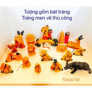Tượng tiểu cảnh gốm sứ mini, tượng chú tiểu võ làm mô hình trang trí cây bonsai non bộ, bể cá.