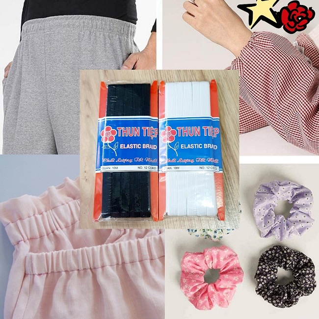 Cuộn Dây Thun Dài 10 Mét Bản 1cm Gồm Màu Trắng Hoặc Màu Đen Dùng Cho May Vá Và Trang Trí Làm Đồ Handmade