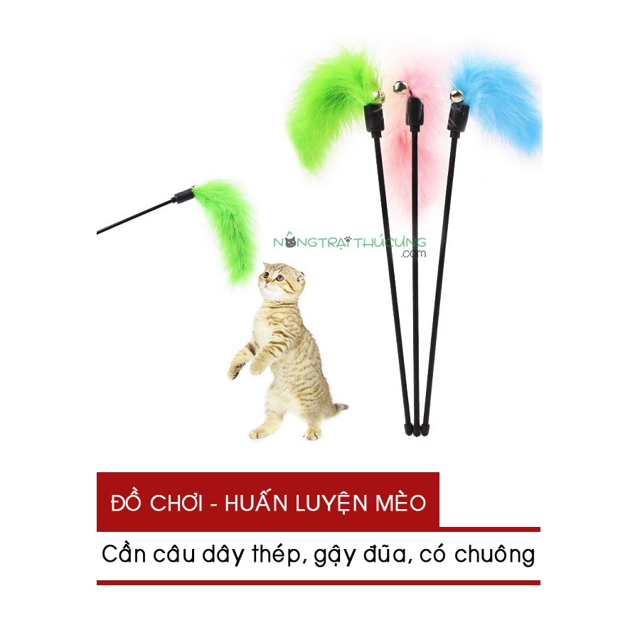 Đồ chơi Cho Mèo - Cần Câu Mèo - Gậy Đũa Lông Có Chuông - [Nông Trại Thú Cưng]
