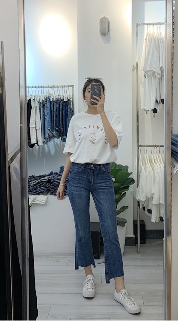 Quần loe ngố trơn lai lệch siêu xinh