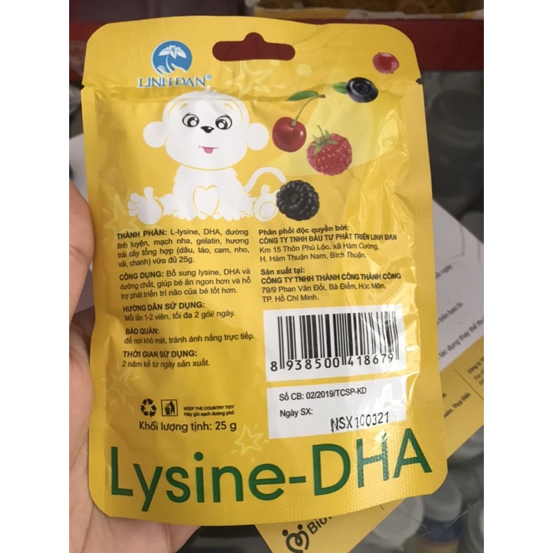 Kẹo dẻo biếng ăn Lysine-DHA Linh đan