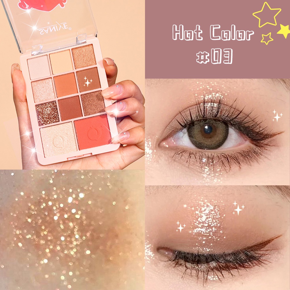 Bảng phấn mắt SANIYE E118 lâu trôi dễ sử dụng có cọ sẵn18g