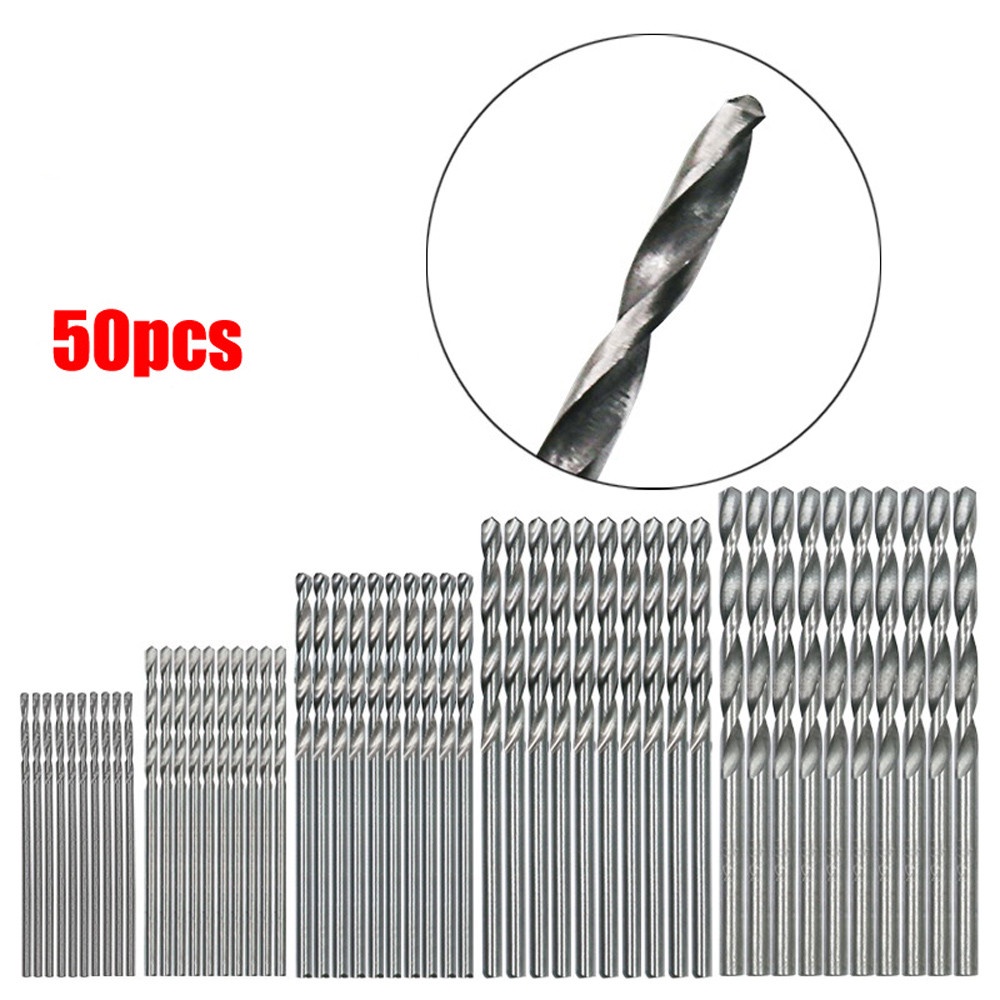 50 chiếc Công cụ đặt mũi khoan xây dựng thép tốc độ cao HSS 1 / 1.5 / 2 / 2.5 / 3mm