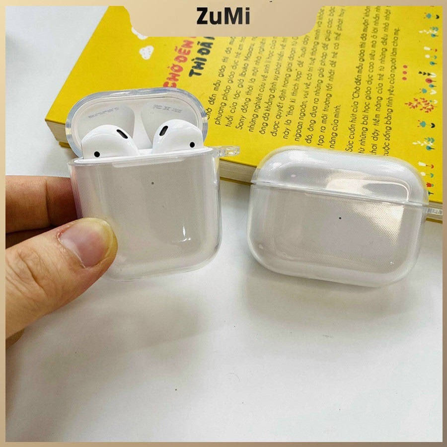 Case airpods pro , airpod 1/2 Vỏ bọc Clear silicon dẻo đựng tai nghe không dây trong suốt-ZUMI STORE