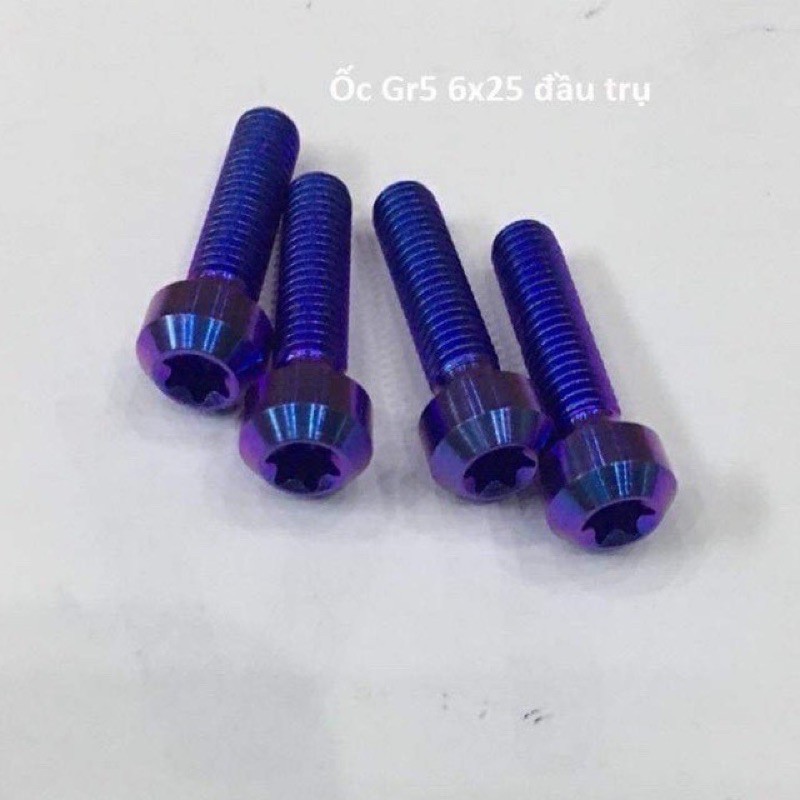 Ốc titanium  GR5  đầu TRỤ  8 ly xanh tím  , lục bảo , xanh ngọc , VÀNG   8li _Dochoixemaynhapkhau