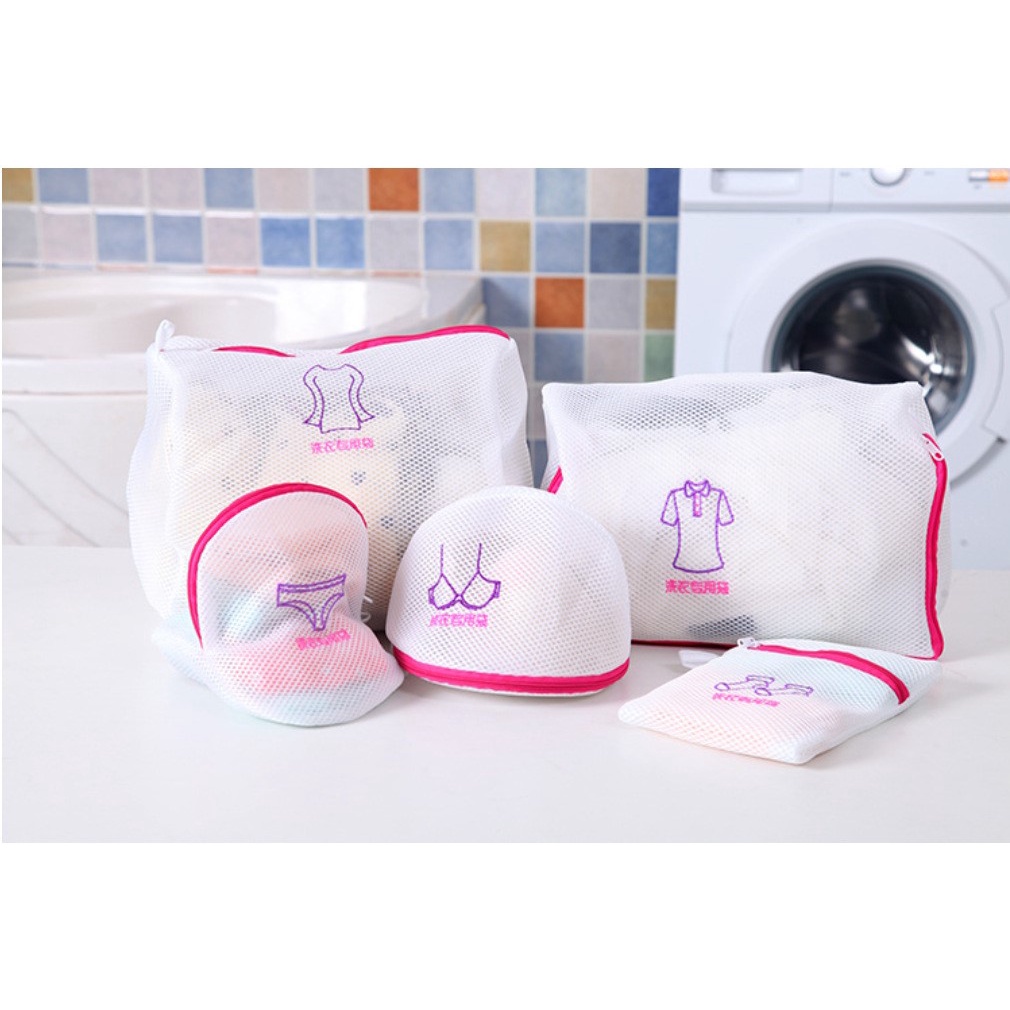 Bộ 5c, 6c túi giặt 3 lớp bảo vệ quần áo, đồ lót dùng cho máy giặt nhiều kích thước lựa chọn Amalife