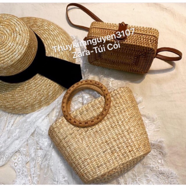 Túi Cói Quai Mây đúng hàng cao cấp (tặng nơ lụa)
