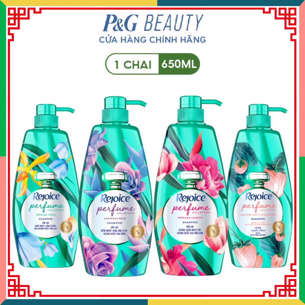 Dầu gội Rejoice nước hoa chai 650G Hoa Hồng/Hoa Mẫu Đơn/Hoa Lily/Dâu Tây Trắng