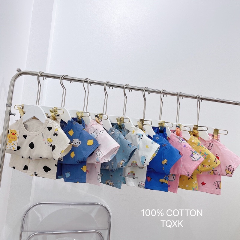 Bộ cotton cho bé mặc hè chất mềm, mát, hoạ tiết dễ thương