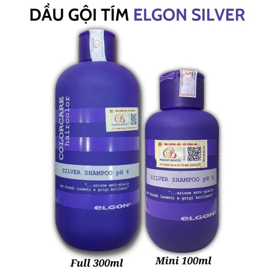 🌾Best Seller🎋Dầu gội khử vàng dành cho tóc tẩy trắng, tóc bạch kim Silver Shampoo Elgon 300ml