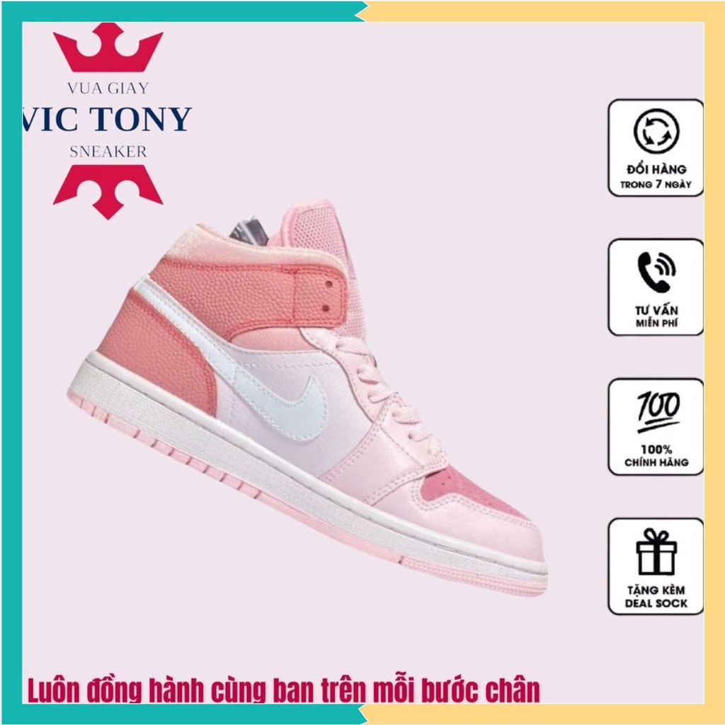 Giầy thể thao cổ cao JD hồng phấn , air Jordan 1 mid se digital pink white aj1 basketball shoes CW5379-600 full bill box | BigBuy360 - bigbuy360.vn