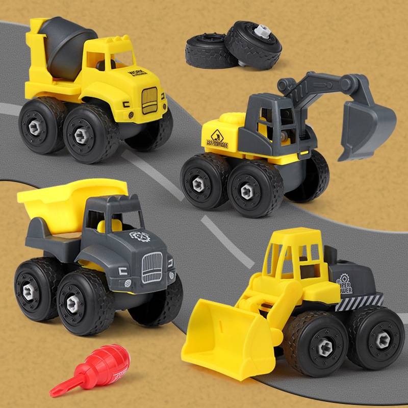 Set 4 món đồ chơi lắp ráp mô hình xe tải xi măng SEA SUN TOYS dành cho bé trai