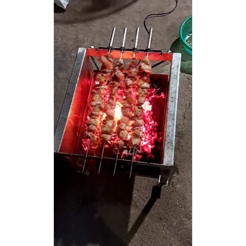 Máy nướng thịt 5 xiên, mô tơ 6w mini tự động chuẩn (xiên 100% inox đi kèm máy) loại 5 xiên quay gà