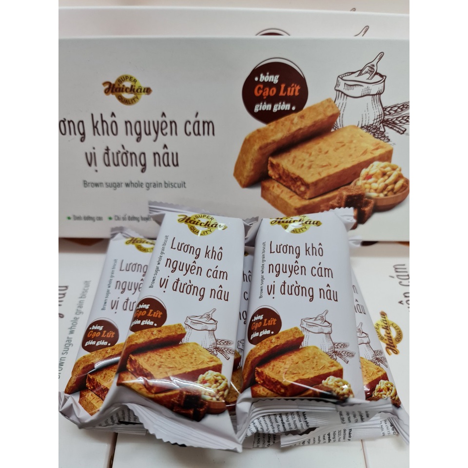 Lương Khô Nguyên Cám Hải Châu Vị Sữa Chua Việt Quất và Vị Đường Nâu HỘP 6 GÓI/420G