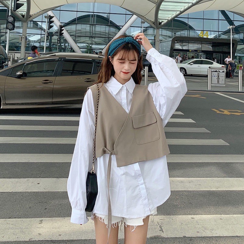 Áo Vest Gile Croptop Khoác Ngoài Menswear Style Cá Tính