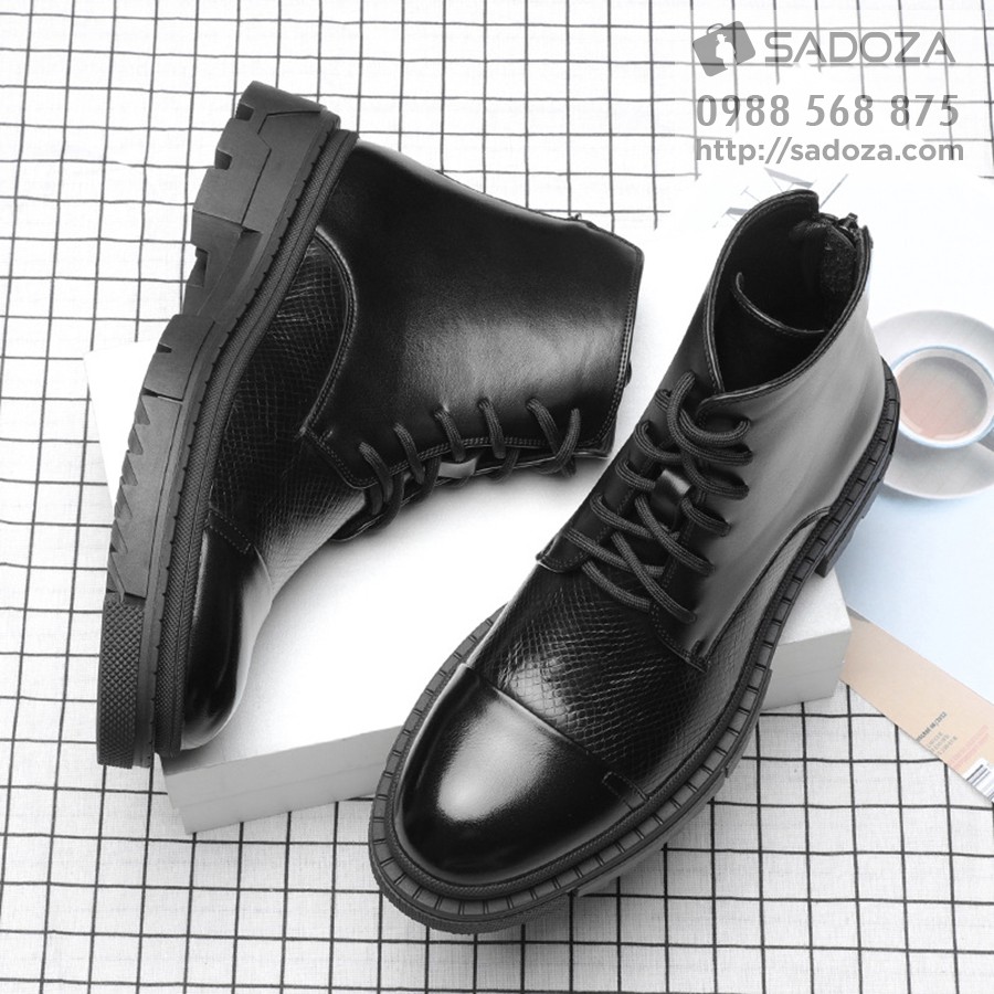Giày Boot Nam Cổ Cao - FREESHIP - Giày Da Bò Nam Buộc Dây Khóa Kéo Sang Chảnh GNK157 | BigBuy360 - bigbuy360.vn