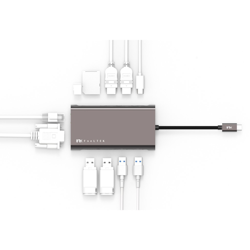 Bộ chia cổng USB Mega-Dock 11 in 1 USB-C Hub Feeltek