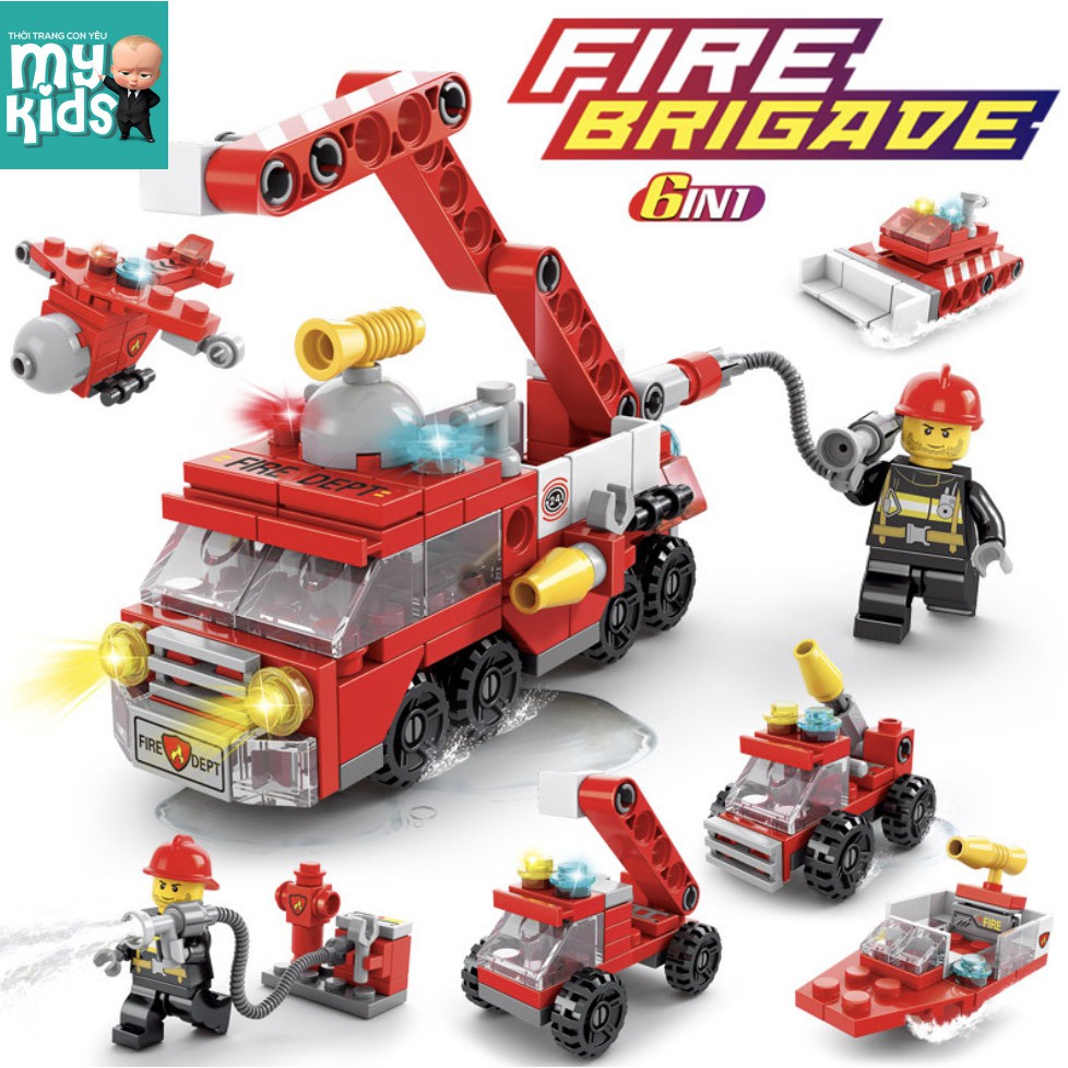 Bộ đồ chơi mô hình lắp ráp KIỂU LEGO XE CỨU HOẢ 6 IN 1 (142 Chi tiết) (6 KIỂU LẮP TRONG 1 HỘP SẢN PHẨM)