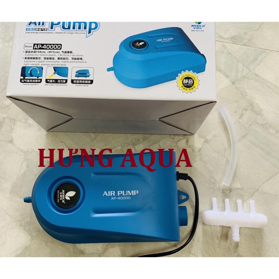 Máy sục oxy bể cá, Máy sủi oxy Jeneca AP-30000/ AP-40000 4 vòi có điều chỉnh lưu lượng, chạy cực êm